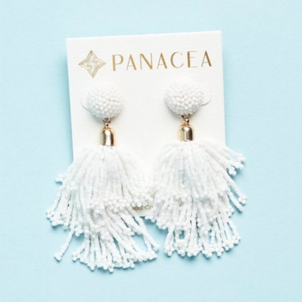 Panacea white beaded Earrings